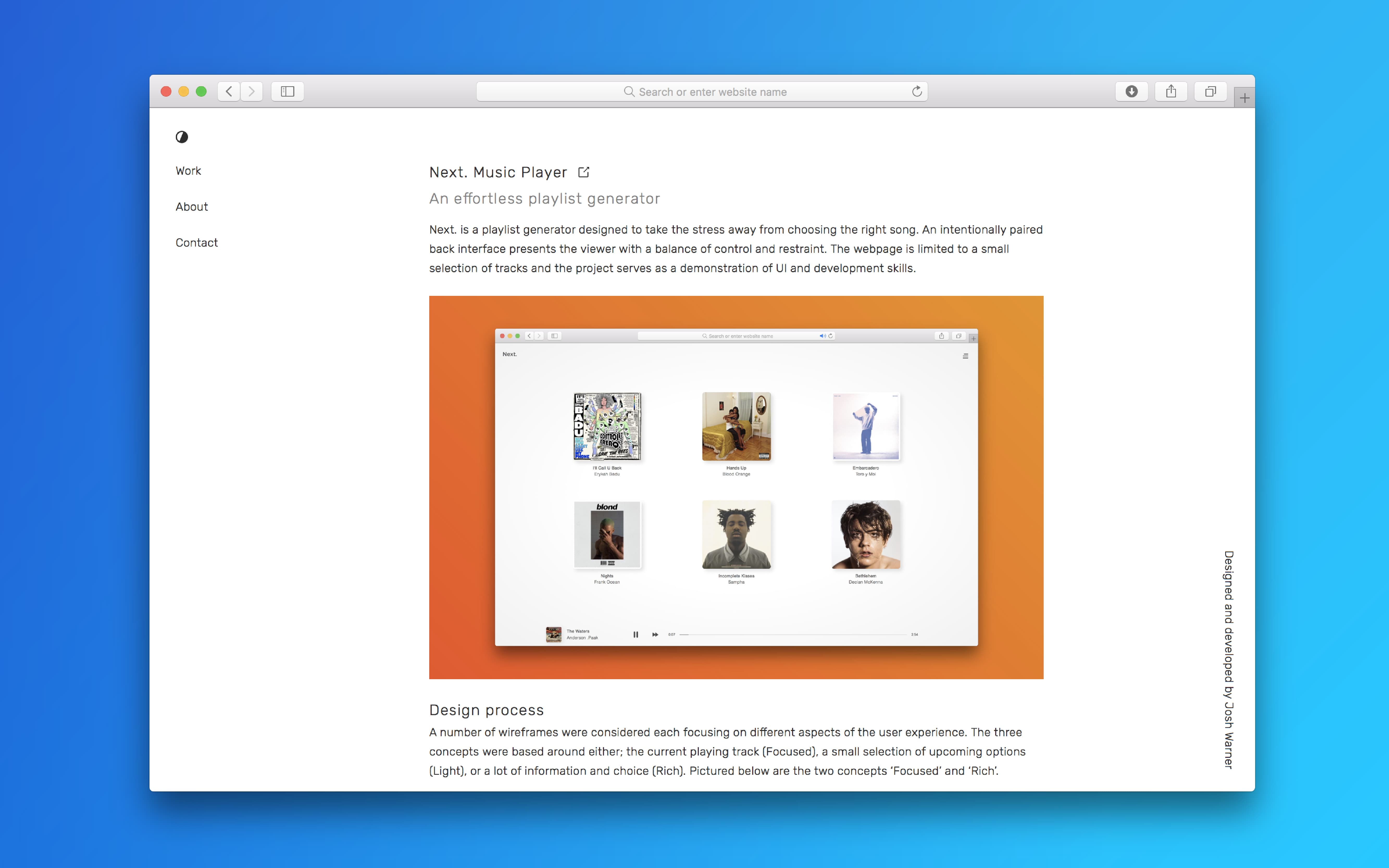 Home page displaying projects