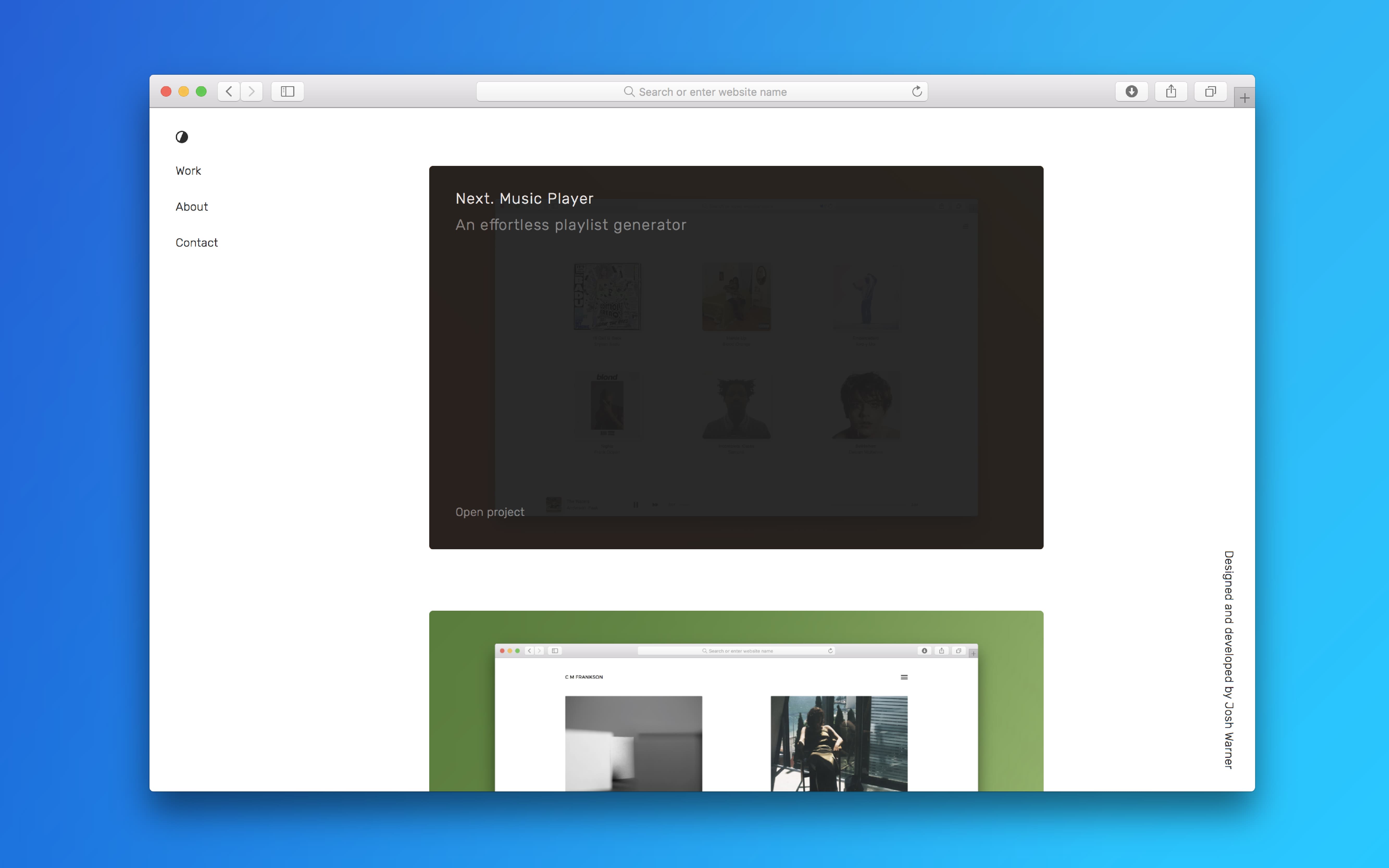 Home page for previous portfolio